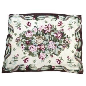 Vintage Soft Surroundings Tapestry Pillow Sham Standard Floral Roses 20x26